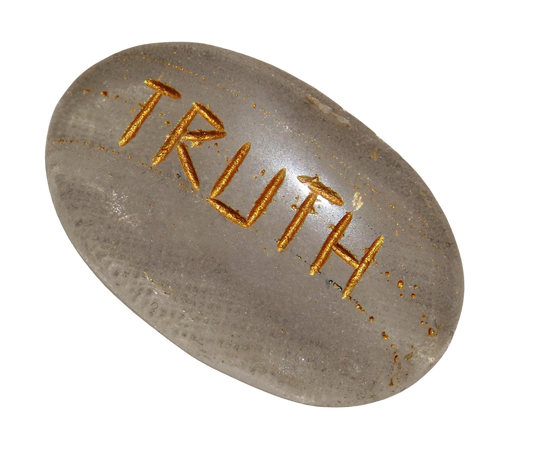 Clear Quartz Pocket Stone – “Truth” Engraved in Gold with Recycled Sari Pouch