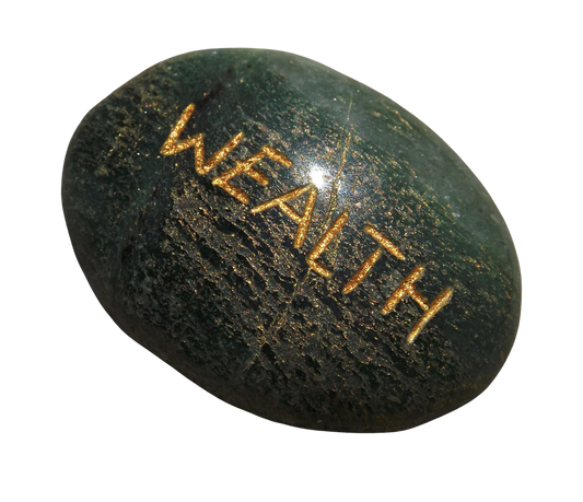 Green Aventurine WEALTH Pocket Stone with Recycled sari drawstring Pouch (Copy)